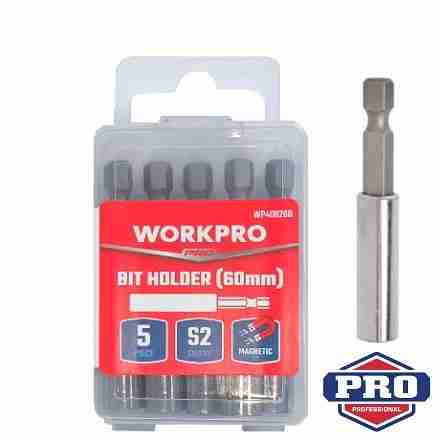 Адаптер-держатель для бит 1/4 Workpro 60мм, магнитный ( 5шт )